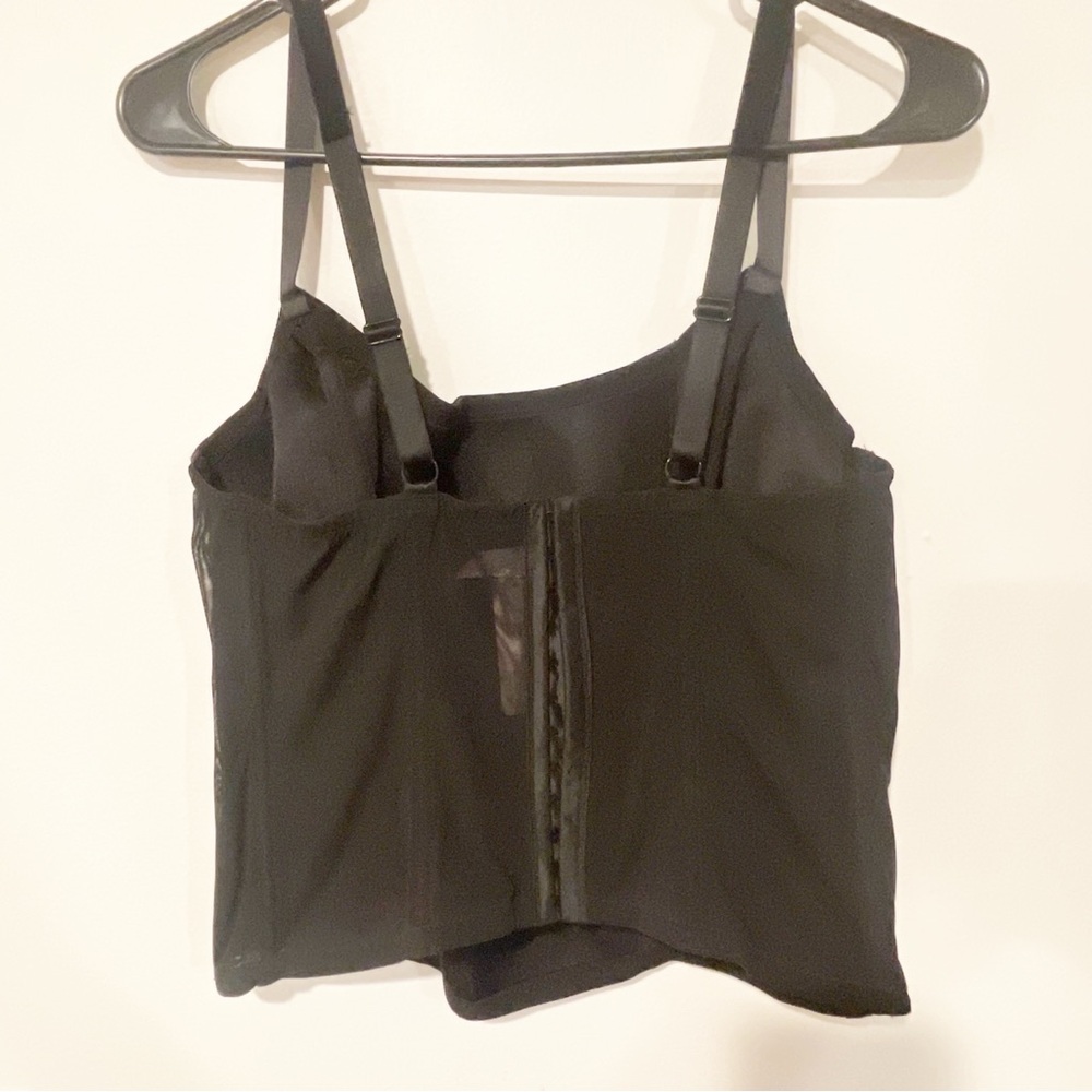 CACIQUE Plus 18/20 Black Dot Pink Mesh Lingerie Corset Top Coquette Goth Bustier - Picture 4 of 4